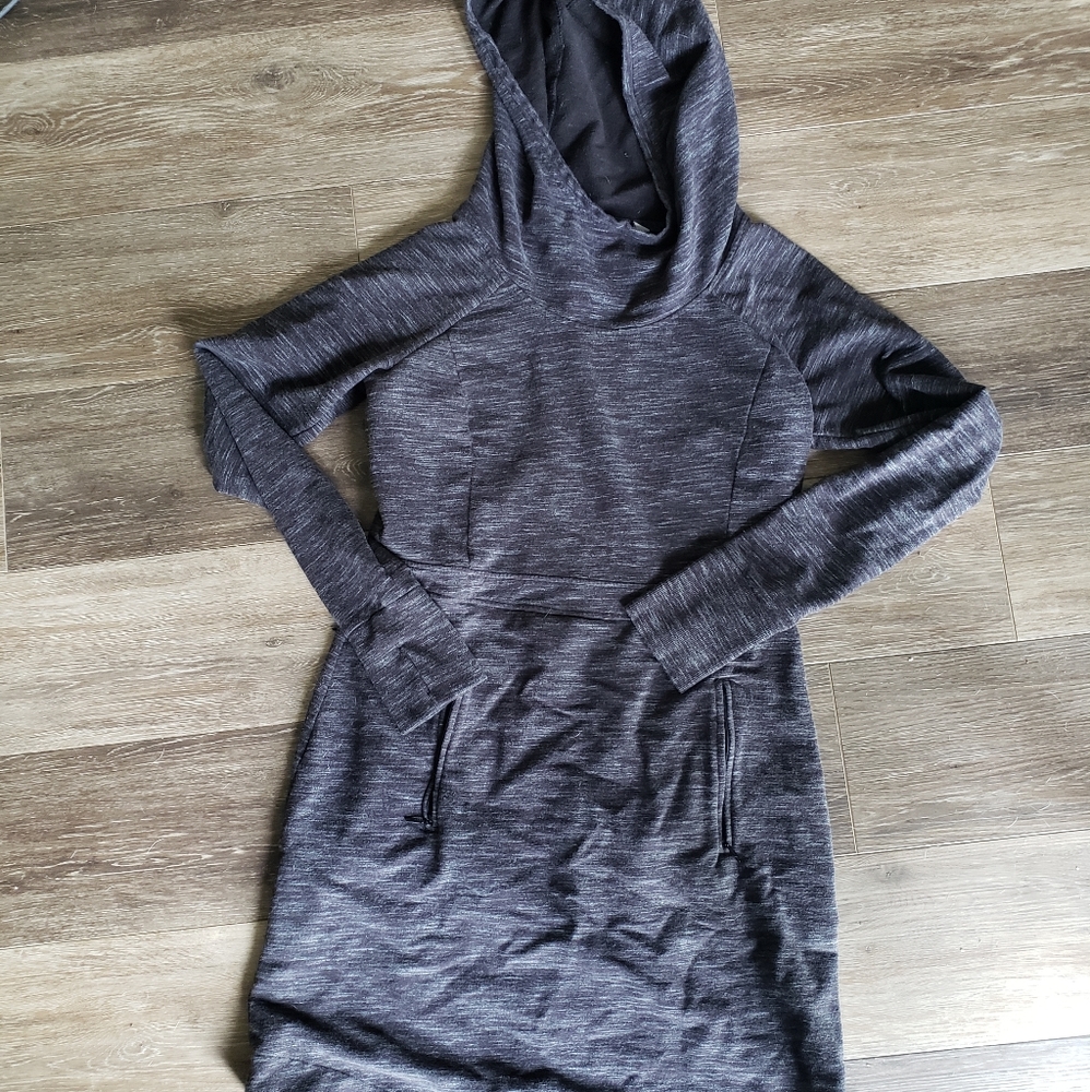 Athleta Grey Hooded Dress size LT